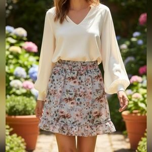 Mini floral skirt blue and pink